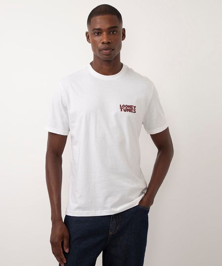 camiseta de algodão manga curta looney tunes off white M