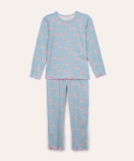 pijama infantil longo arco íris azul claro 2