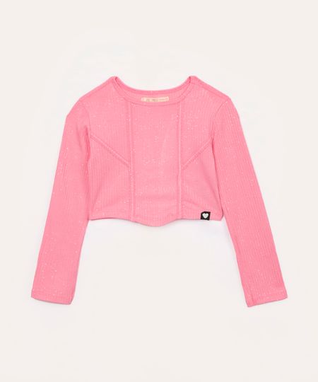 cropped corset infantil com glitter rosa 8