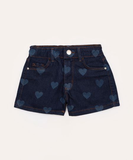 short jeans infantil corações azul escuro 6 short jeans infantil corações azul escuro 6