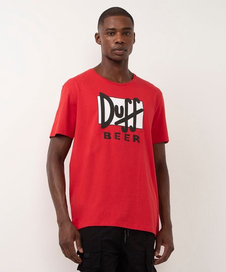 camiseta de algodão manga curta duff beer vermelho PP