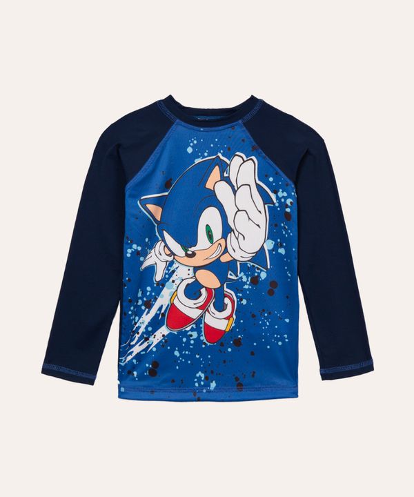 camiseta infantil sonic proteção uv azul marinho 8