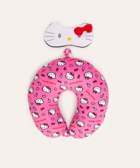apoio de pescoço com máscara de dormir hello kitty rosa UNICO