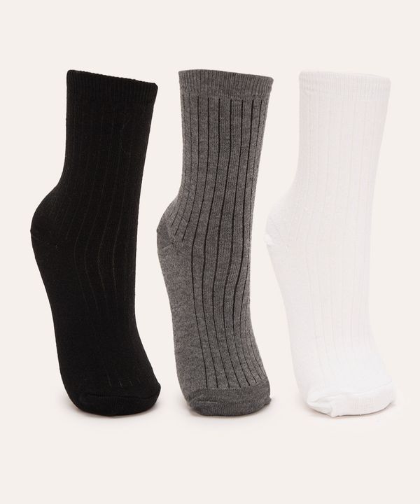 kit de 3 pares de meias infantis cano alto colorido 26-29