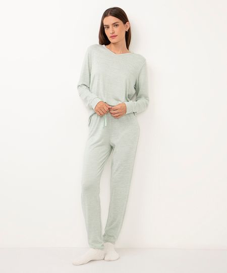 pijama longo básico verde PP
