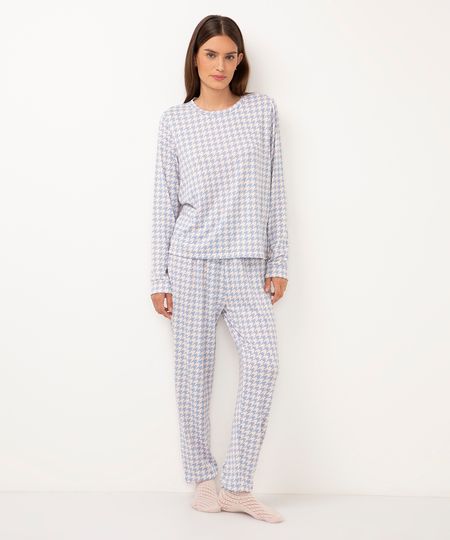 pijama longo soft pied de poule rosa GG