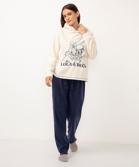 pijama de pelúcia looney tunes azul marinho PP