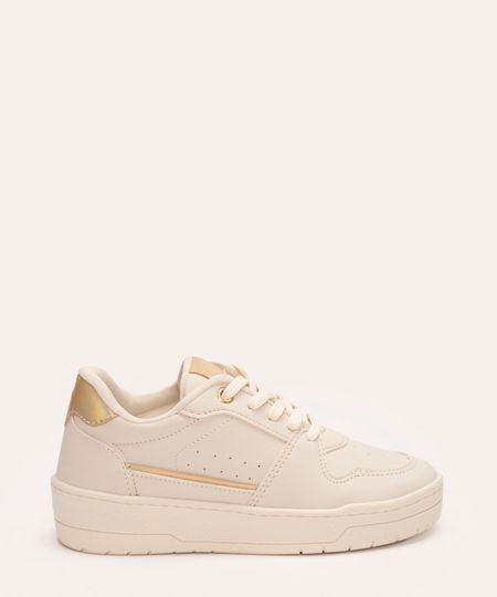 tênis casual infantil com recorte off white 34