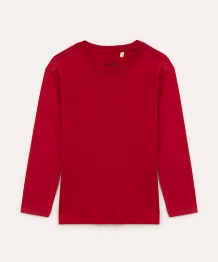 camiseta infantil de algodão manga longa vermelha 6