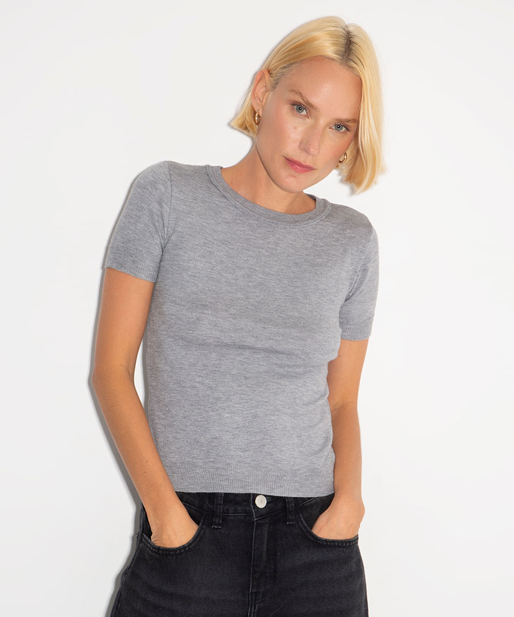 blusa de tricot mindset cinza