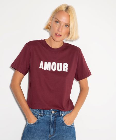 camiseta de algodão amour mindset vinho P