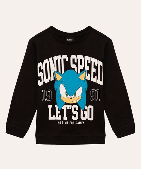 blusa de moletom infantil manga longa sonic preto 4