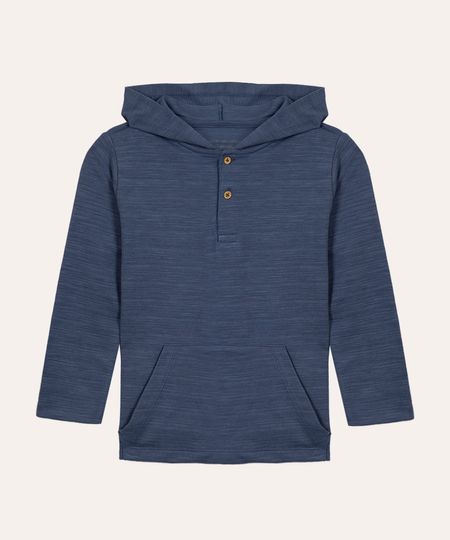 camiseta infantil de algodão texturizada com capuz manga longa azul médio - azul médio 4