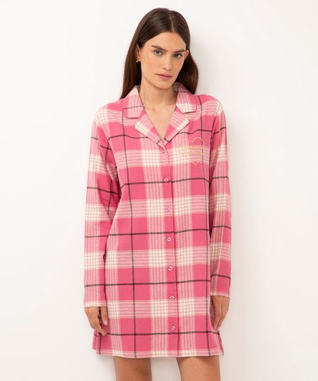 camisola de algodão americana xadrez rosa PP