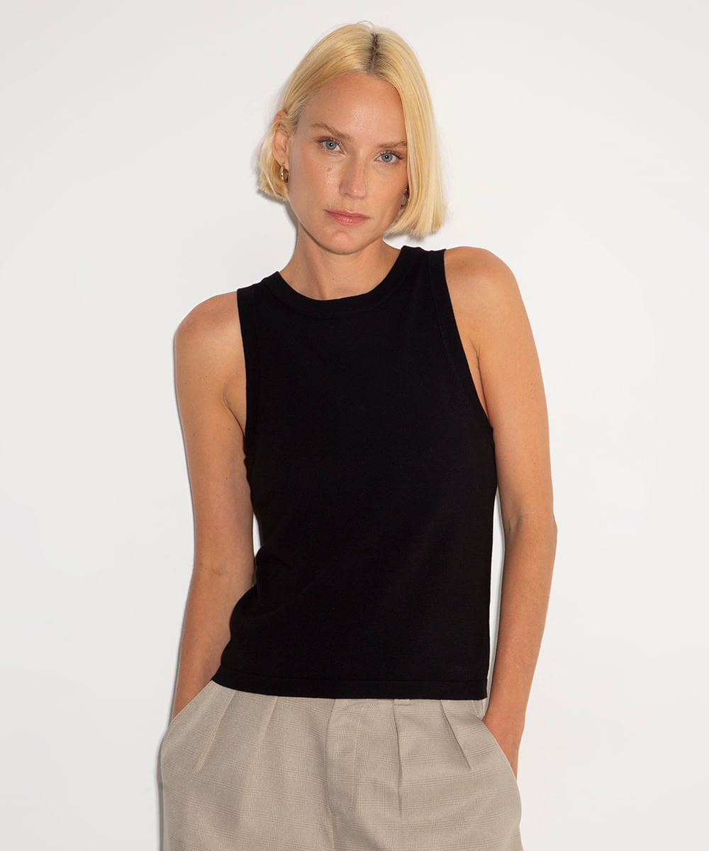 regata de viscose mindset canelada preto