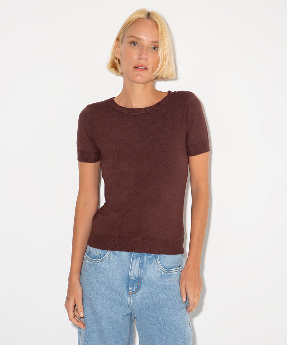 blusa de tricot mindset marrom