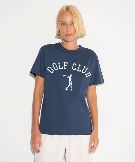 camiseta de algodão manga curta mindset golf club azul marinho GG