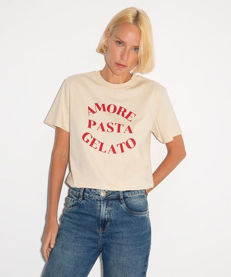 camiseta de algodão amore pasta gelato mindset areia P
