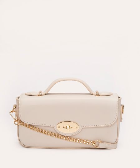 bolsa crossbody alça com corrente off white UNICO