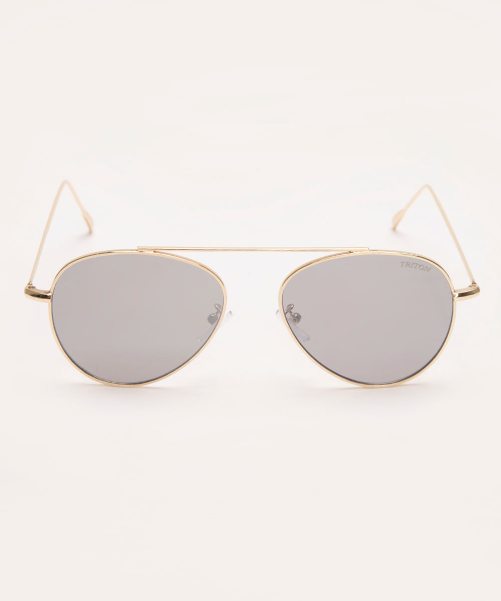 óculos de sol aviador triton dourado