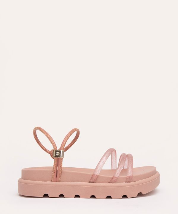sandália flatform infantil com brilho rosê 27-28