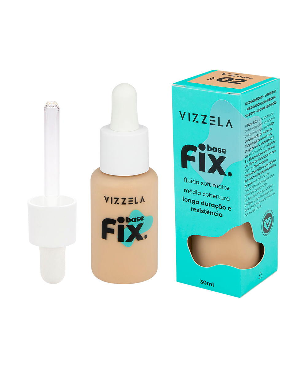 base líquida fix vizzela cor 02 base líquida fix vizzela cor 02