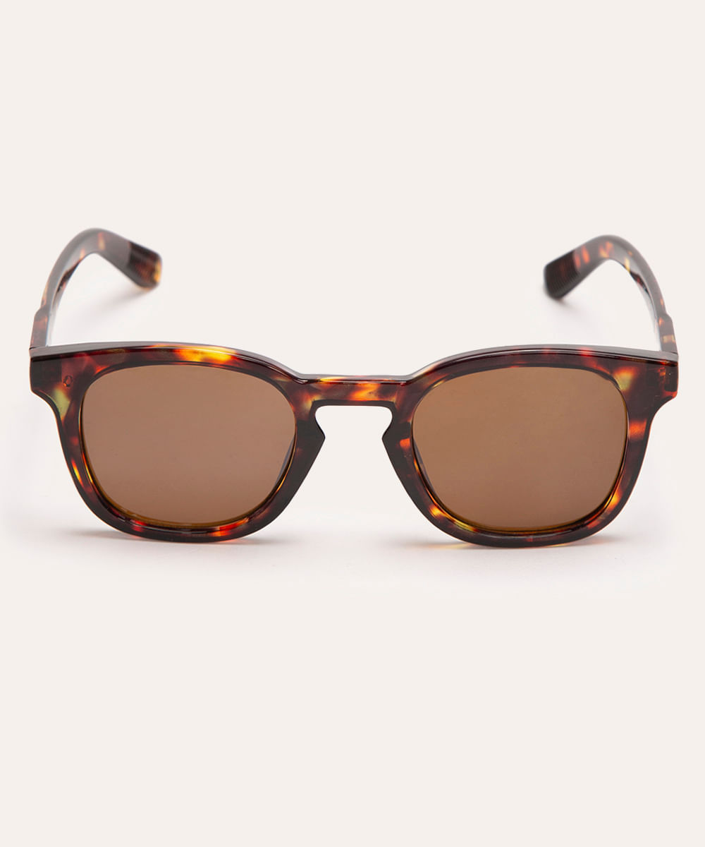 óculos de sol redondo tartaruga triton marrom