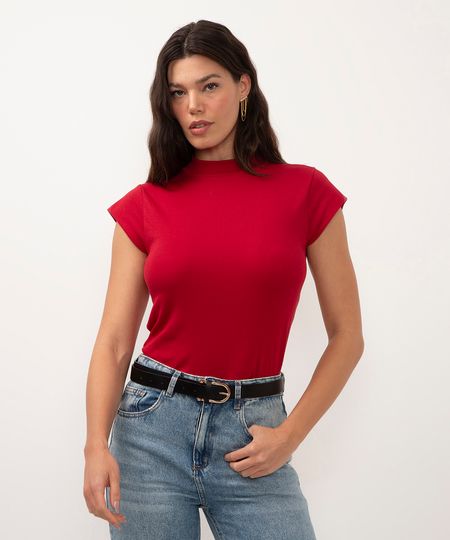 camiseta de algodão manga curta copinho vermelho P