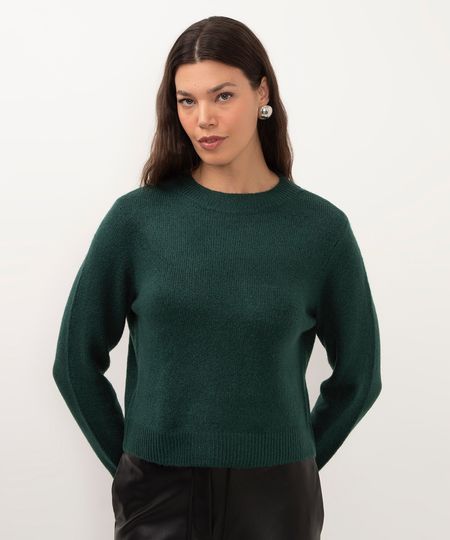 suéter básico de tricô verde PP
