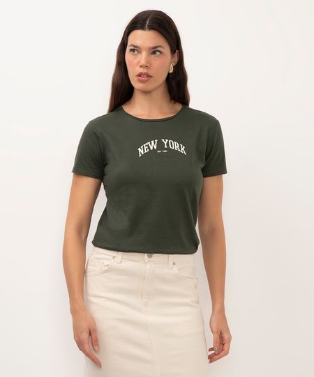 camiseta de algodão new york verde militar PP camiseta de algodão new york verde militar PP
