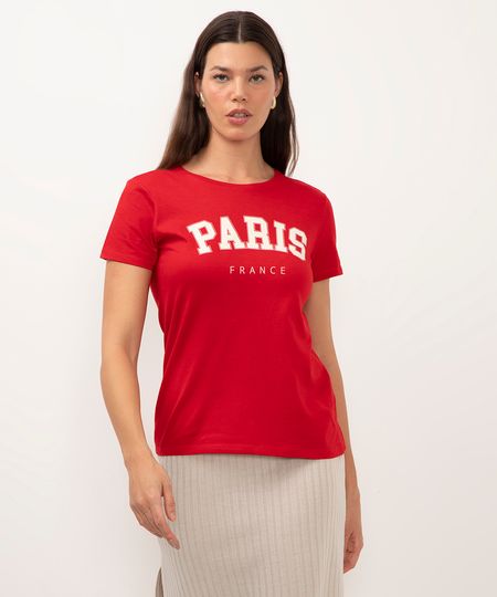 camiseta de algodão paris vermelha G