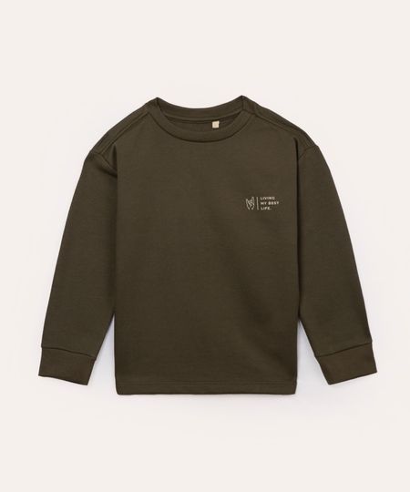 blusa de moletom infantil living my best life verde militar 4