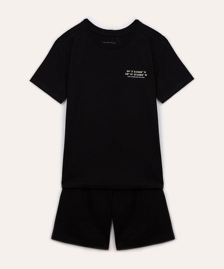 conjunto de algodão infantil curto preto 10
