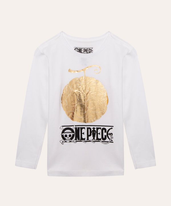 blusa infantil de algodão manga longa one piece branco 8