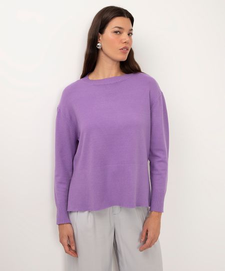 suéter de tricot com fendas lilás PP