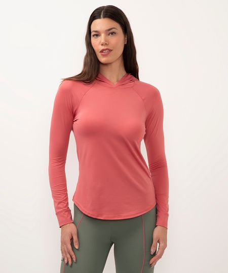 blusa mesclada manga longa com capuz esportiva ace rosa P