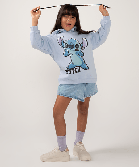 blusão de moletom infantil stitch azul claro 4