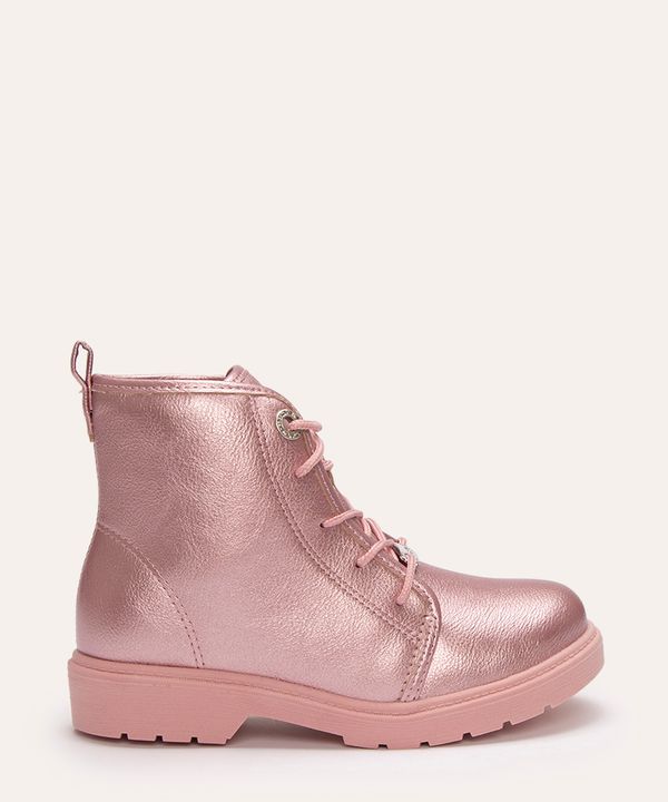 bota coturno molekinha infantil metalizada rosa 34