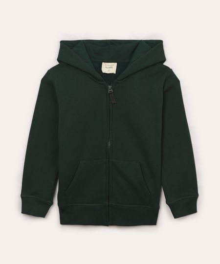 blusão infantil de moletom com zíper - verde escuro 6