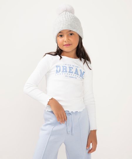 blusa infantil manga longa dream off white 12