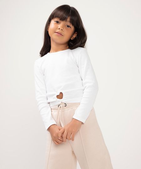 blusa de algodão infantil com brilho off white 8