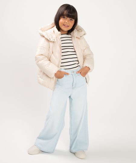 calça jeans infantil wide leg azul claro 8