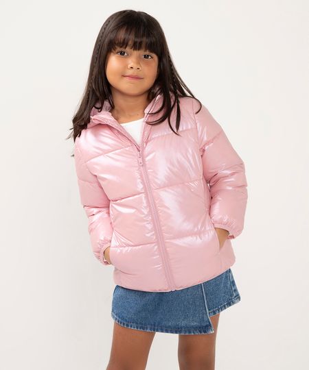 jaqueta puffer infantil com bolsos rosa 4