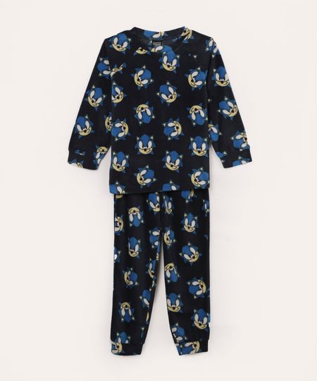 pijama de pelúcia infantil sonic azul marinho 2