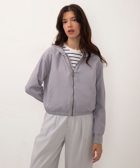 jaqueta corta vento com capuz cinza P jaqueta corta vento com capuz cinza P