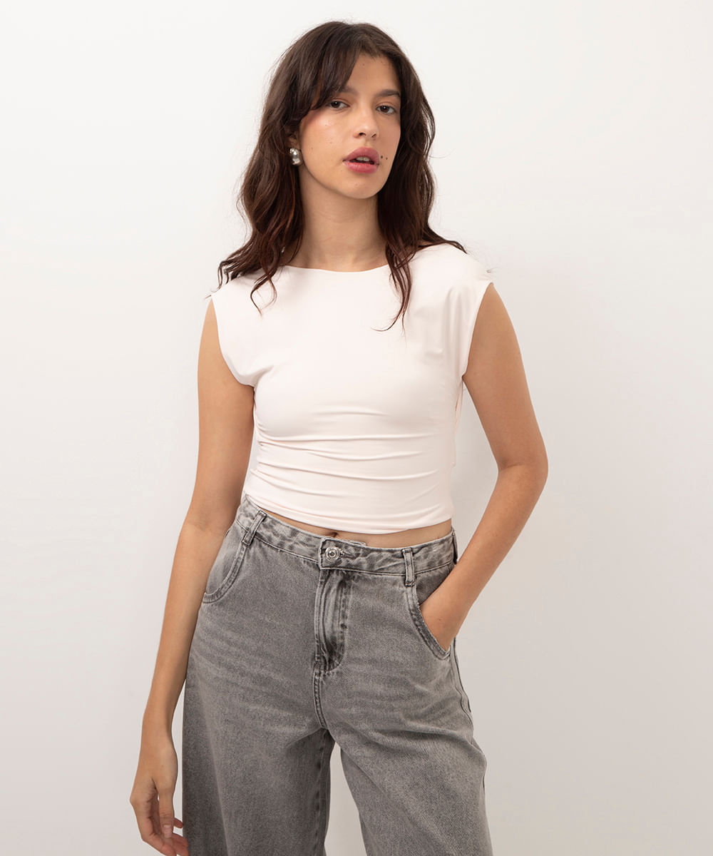 top de poliamida decote nas costas - cru