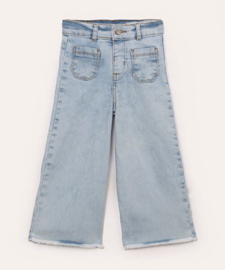 calça jeans wide leg infantil azul claro 4