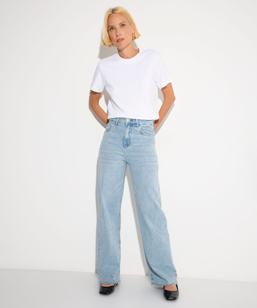 calça jeans new york cintura alta mindset azul