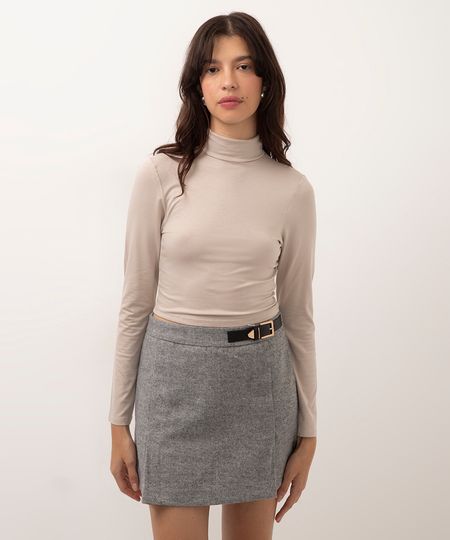 blusa de viscose gola alta cinza PP blusa de viscose gola alta cinza PP
