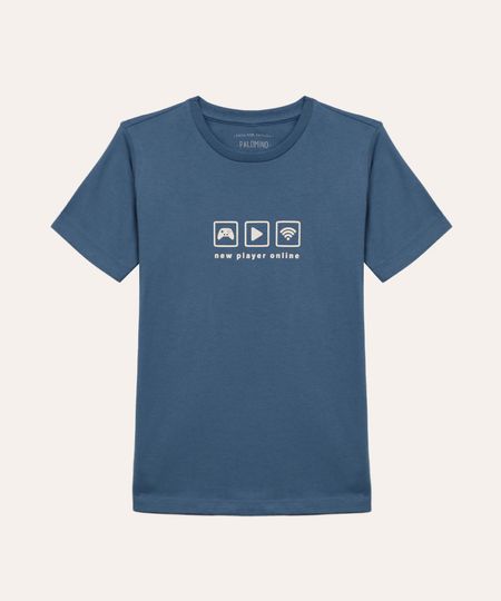 camiseta de algodão infantil games azul 4